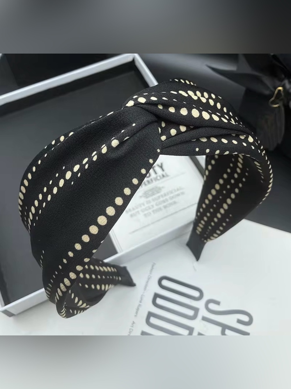 Black Polka Dot Twist Headband - Women Accessories